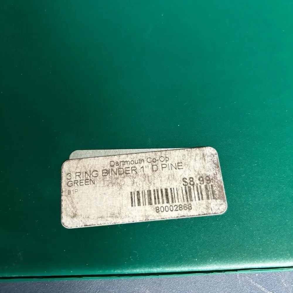Dartmouth 1” Green Binder